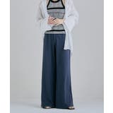 ネイビー | etoll エトル ミニ裏毛ワイドスウェットスラックス | Fashion Letter