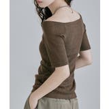 ブラウン | etoll エトル マルチウェイスクエアネックサマーニット | Fashion Letter