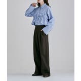 etoll エトル ビスチェ風フリルストライプシャツ | Fashion Letter | 詳細画像4 