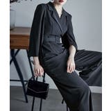 ダークネイビー | etoll エトル スリットスリーブオールインワンパンツドレス | Fashion Letter