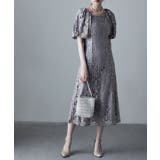 グレージュ | etoll エトル パフスリーブレースロングドレス | Fashion Letter