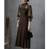 ブラウン | etoll エトル カットアウトマーメイドドレス | Fashion Letter