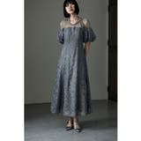 グレー | etoll エトル パフオフショルダーレースドレス | Fashion Letter