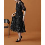 ブラック | etoll エトル 刺繍レースVネックワンピース | Fashion Letter
