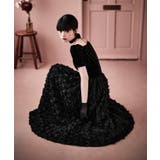 ブラック | etoll エトル ベロアロゼットフレアドレス | Fashion Letter