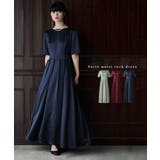 etoll エトル サテンウエストタックドレス | Fashion Letter | 詳細画像1 