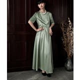 カーキ | etoll エトル サテンウエストタックドレス | Fashion Letter