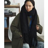ブラック | etoll エトル フリンジボリュームマフラー | Fashion Letter