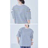 ボーダー カットアウト ビッグ5分袖Tシャツ | Fashion Letter | 詳細画像12 