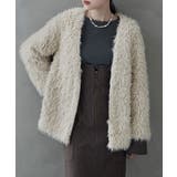 ベージュ | etoll エトル フェイクファーオーバーカーディガン | Fashion Letter