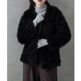 ブラック | etoll エトル フェイクファーオーバーカーディガン | Fashion Letter