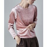 ピンク | etoll エトル ラインストーンベロアトップス | Fashion Letter