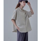 グレー | etoll エトル ハーフスリーブオーバーチェックシャツ | Fashion Letter