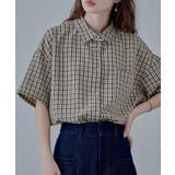 ネイビー | etoll エトル ハーフスリーブオーバーチェックシャツ | Fashion Letter