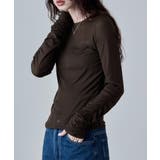 ブラウン | etoll エトル フラッフィーシアーシャーリングスリーブトップス | Fashion Letter