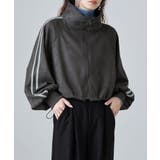 チャコール | etoll エトル サイドラインスエード調トラックジャケット | Fashion Letter