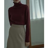 バーガンディー | etoll エトル タートルネックリブニット | Fashion Letter
