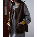 ブラウン | etoll エトル ライトボアジップベスト | Fashion Letter