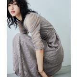 グレージュ | niana ニアナ ボリューム袖レースフレアドレス | Fashion Letter