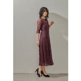 ボルドー | niana ニアナ ボリューム袖レースフレアドレス | Fashion Letter