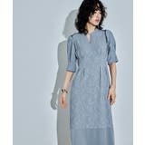 ブルー | niana ニアナ ジャガードキーネックコクーンドレス | Fashion Letter