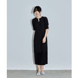 ブラック | niana ニアナ ジャガードキーネックコクーンドレス | Fashion Letter