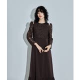 ブラウン | niana ニアナ レースブラウスレイヤードショルダーデザインドレス | Fashion Letter