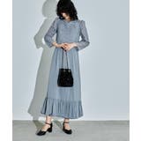 ブルー | niana ニアナ レースブラウスレイヤードショルダーデザインドレス | Fashion Letter