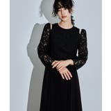 ブラック | niana ニアナ レースブラウスレイヤードショルダーデザインドレス | Fashion Letter