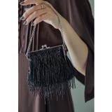 ブラック | niana ニアナ ビーズフリンジがま口パーティーバッグ | Fashion Letter