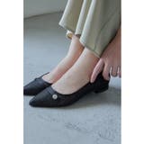 ブラック | niana ニアナ ビジューレースローヒールパンプス | Fashion Letter