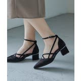 niana ニアナ クロスストラップチャンキーヒールパンプス | Fashion Letter | 詳細画像5