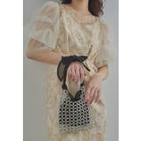 ブラック | niana ニアナ オーガンジーリボンビーズバッグ | Fashion Letter