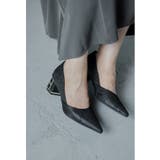 ブラック | niana ニアナ レースチャンキーヒールパンプス | Fashion Letter