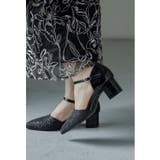 ブラック | niana ニアナ グリッターチャンキーヒールパンプス | Fashion Letter