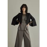 ブラック | niana ニアナ スリットスリーブノーカラージャケット | Fashion Letter