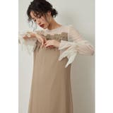 キャメル | niana ニアナ ケミカルレース変形ベルスリーブIラインドレス | Fashion Letter