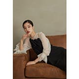 アイボリー×ブラック | niana ニアナ ケミカルレース変形ベルスリーブIラインドレス | Fashion Letter