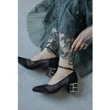 ブラック | niana ニアナ グリッターチャンキーヒールシアーパンプス | Fashion Letter