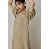 ベージュ | niana ニアナ デコレートドットAラインドレス | Fashion Letter