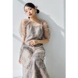 グレージュ | niana ニアナ 刺繍レースギャザースリーブドレス | Fashion Letter