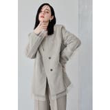 ストライプベージュ | niana ニアナ ボクシーレイヤードチュールジャケット | Fashion Letter