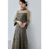 アッシュブラウン | niana ニアナ フラワーレースチュール切替フレアドレス | Fashion Letter