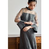 チャコール | niana ニアナ フラワーレースチュール切替フレアドレス | Fashion Letter