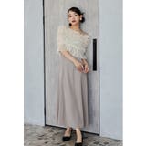 アイボリー×ベージュ | niana ニアナ シャーリングチュールトップスセットドレス | Fashion Letter