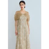 イエロー | niana ニアナ オフショルダースパンコール刺繍レースドレス | Fashion Letter