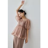 オレンジ | niana ニアナ バルーンチュールレイヤードドレス | Fashion Letter