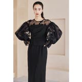 ブラック | niana ニアナ フラワーパターンドレープビスチェドレス | Fashion Letter