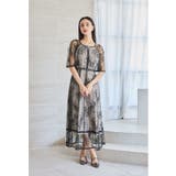 グレージュ | niana ニアナ ドローイングフラワードレス | Fashion Letter