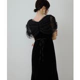 niana ニアナ ラインストーンチュールオフショルベロアドレス | Fashion Letter | 詳細画像7 